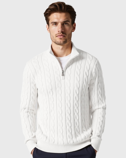 Jersey de canalé con media cremallera y cuello alto para caballeros