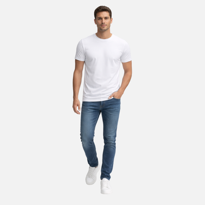 Camiseta de acabado limpio con cuello redondo para hombres