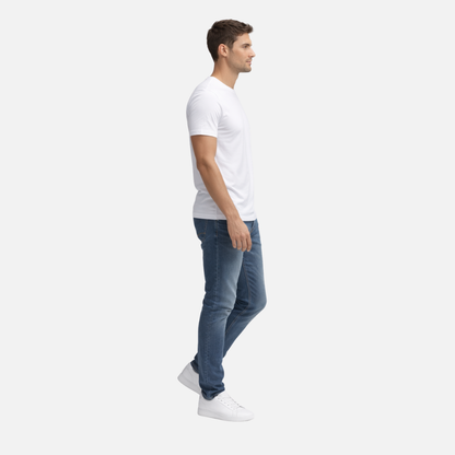 Camiseta de acabado limpio con cuello redondo para hombres