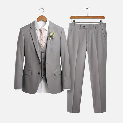 Traje ajustado de tres piezas con solapa para hombre