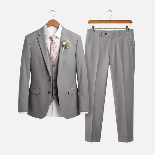 Traje ajustado de tres piezas con solapa para hombre