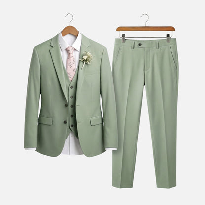 Traje ajustado de tres piezas con solapa para hombre