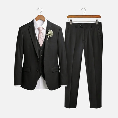 Traje ajustado de tres piezas con solapa para hombre