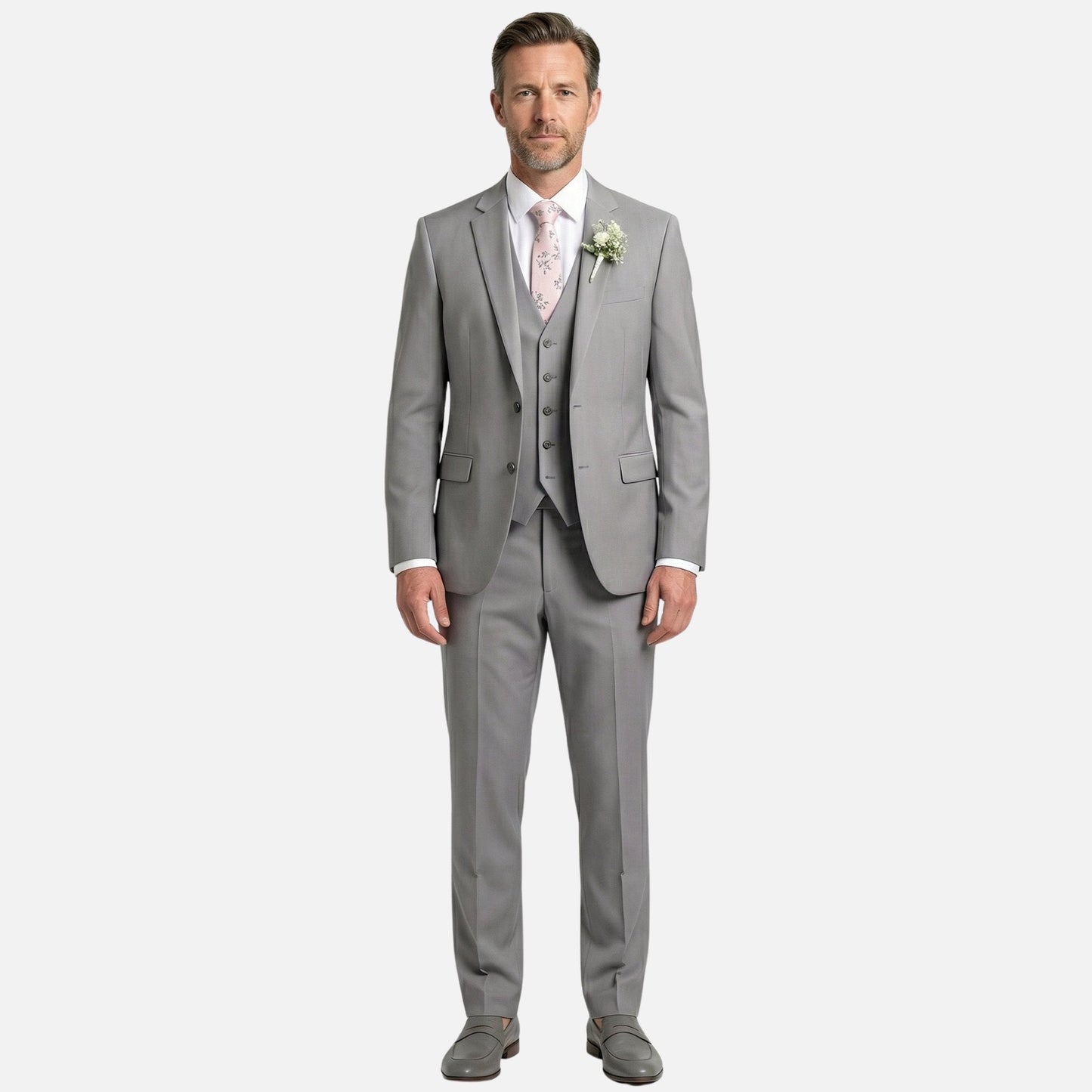 Traje ajustado de tres piezas con solapa para hombre