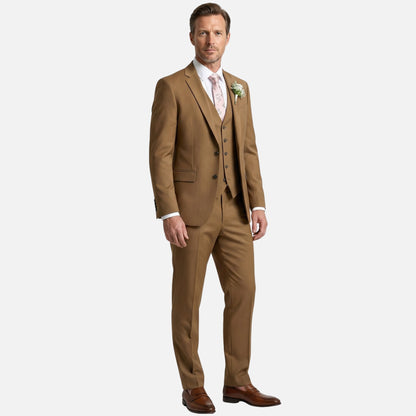 Traje ajustado de tres piezas con solapa para hombre