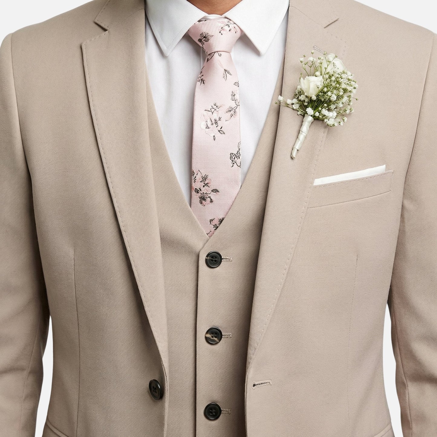 Traje ajustado de tres piezas con solapa para hombre