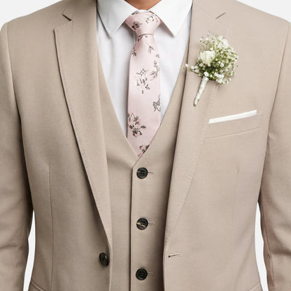 Traje ajustado de tres piezas con solapa para hombre