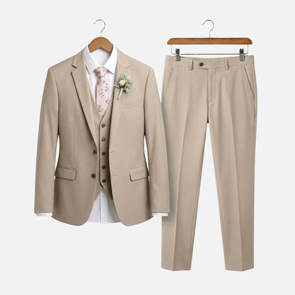 Traje ajustado de tres piezas con solapa para hombre