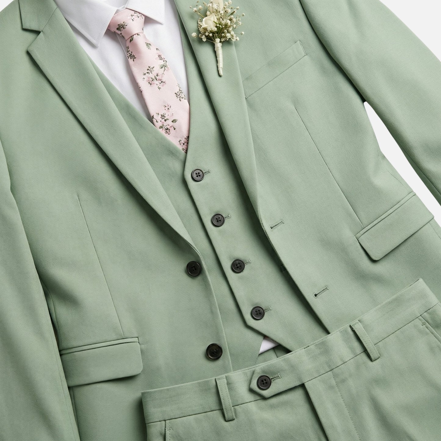 Traje ajustado de tres piezas con solapa para hombre
