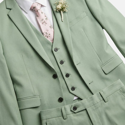 Traje ajustado de tres piezas con solapa para hombre