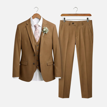 Traje ajustado de tres piezas con solapa para hombre