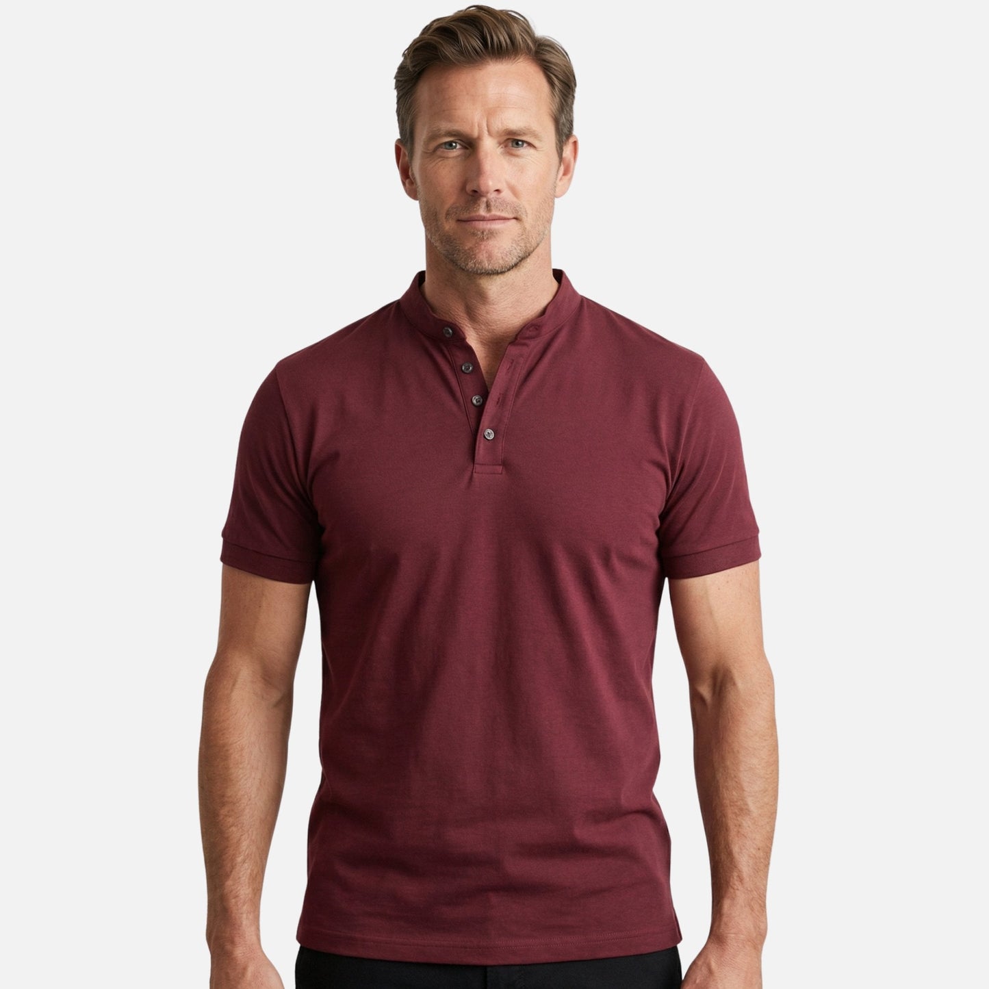 Camiseta slim fit de jersey con cuello alto para hombre