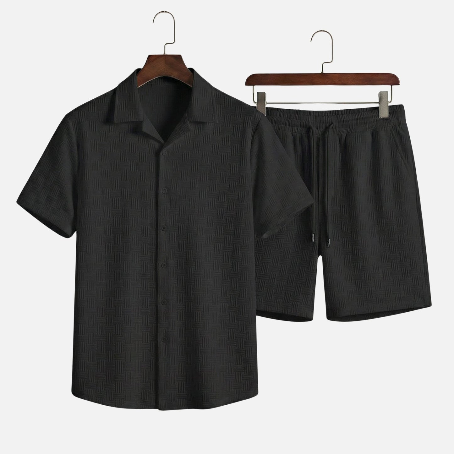 Conjunto de verano slim fit con estampado geométrico para hombre