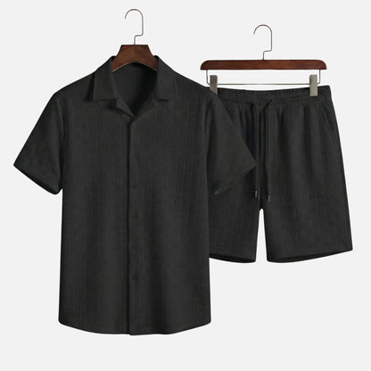 Conjunto de verano slim fit con estampado geométrico para hombre