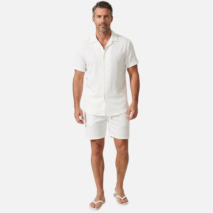 Conjunto de verano slim fit con estampado geométrico para hombre