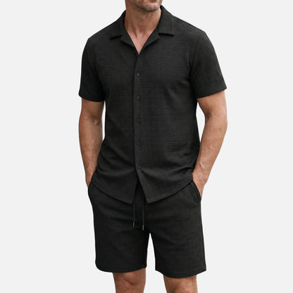 Conjunto de verano slim fit con estampado geométrico para hombre