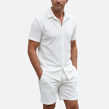 Conjunto de verano slim fit con estampado geométrico para hombre
