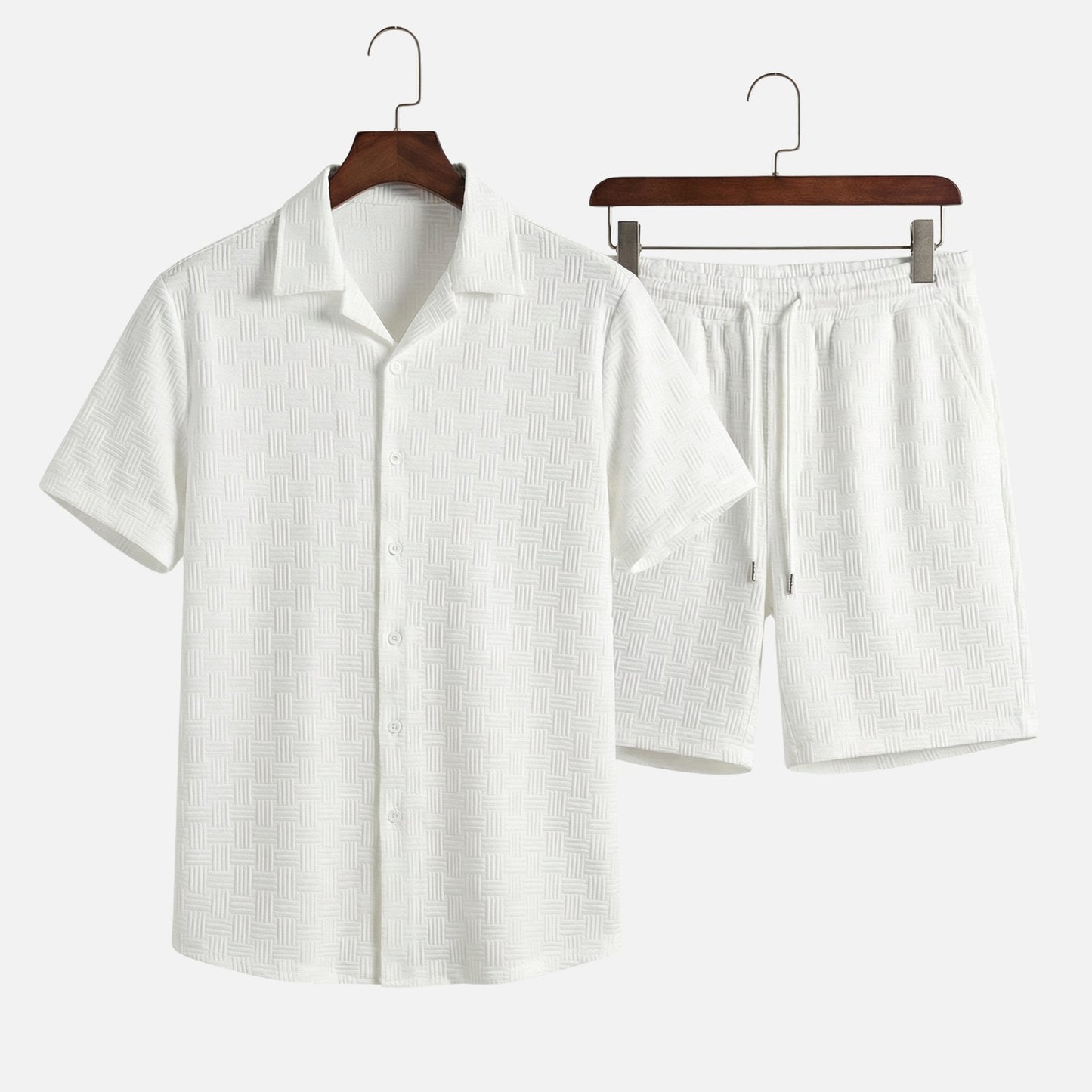 Conjunto de verano slim fit con estampado geométrico para hombre
