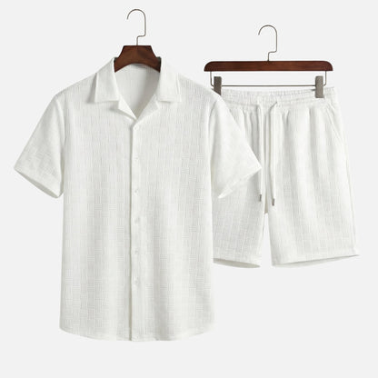 Conjunto de verano slim fit con estampado geométrico para hombre