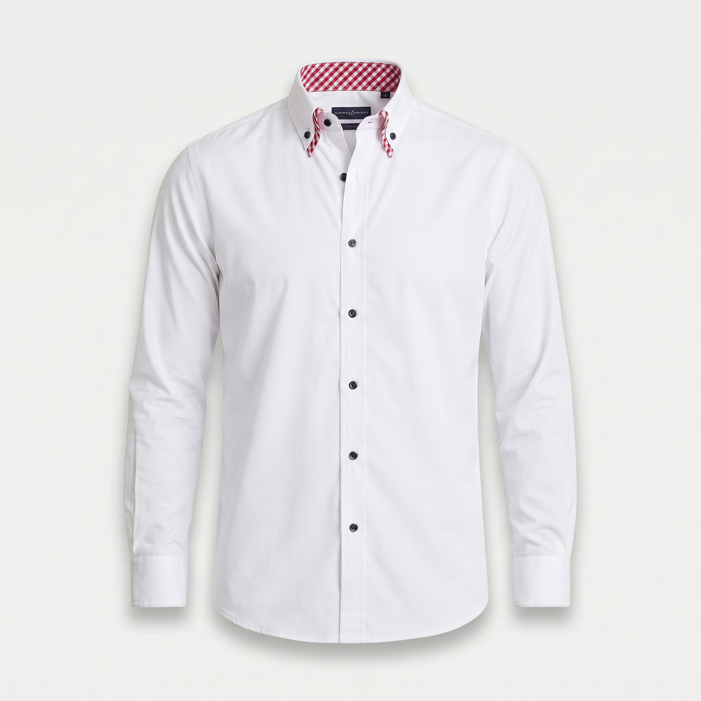 Camisa de algodón smart-casual con cuello abotonado para hombre