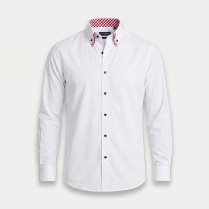 Camisa de algodón smart-casual con cuello abotonado para hombre