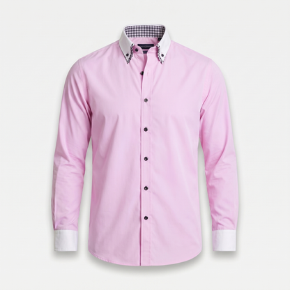 Camisa de algodón smart-casual con cuello abotonado para hombre