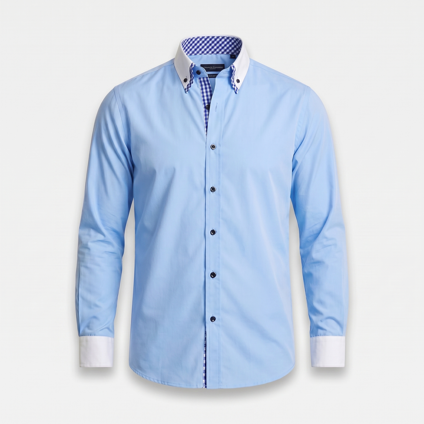 Camisa de algodón smart-casual con cuello abotonado para hombre