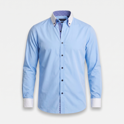 Camisa de algodón smart-casual con cuello abotonado para hombre
