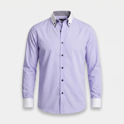 Camisa de algodón smart-casual con cuello abotonado para hombre