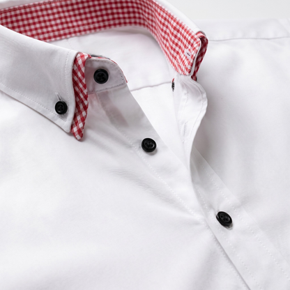 Camisa de algodón smart-casual con cuello abotonado para hombre