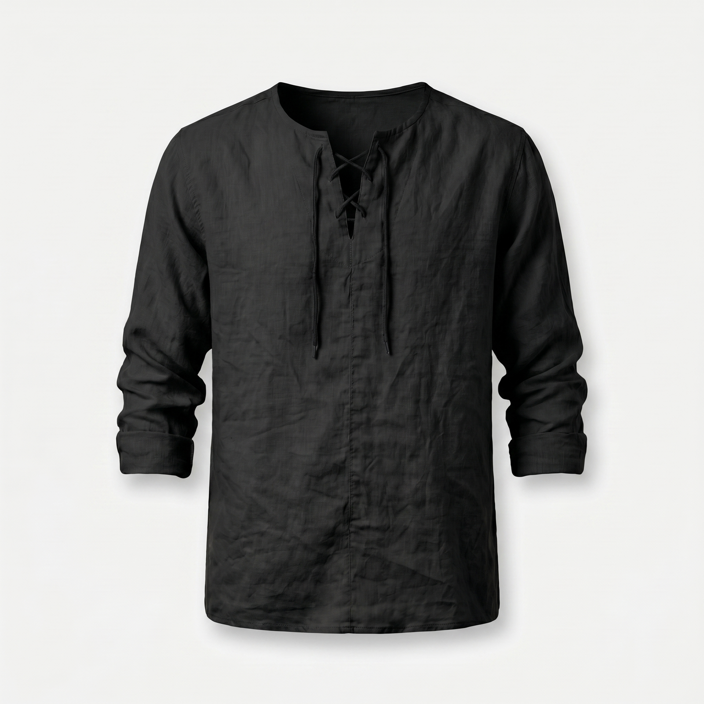 Camisa de lino de verano con cordones para hombre