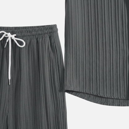 Conjunto veraniego plisado de dos piezas con cintura elástica para hombre