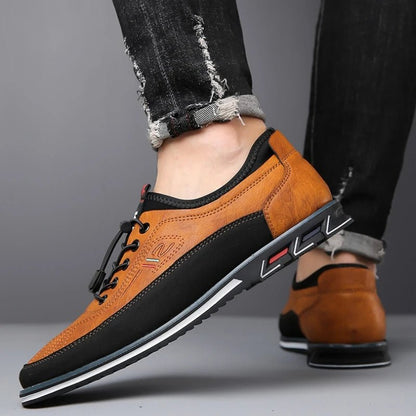 Zapatillas deportivas de cuero liso para hombre
