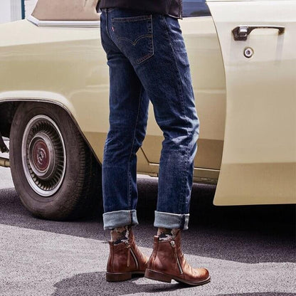 Botas de cuero liso con cremallera para hombre