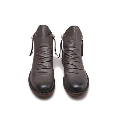 Botas de cuero liso con cremallera para hombre