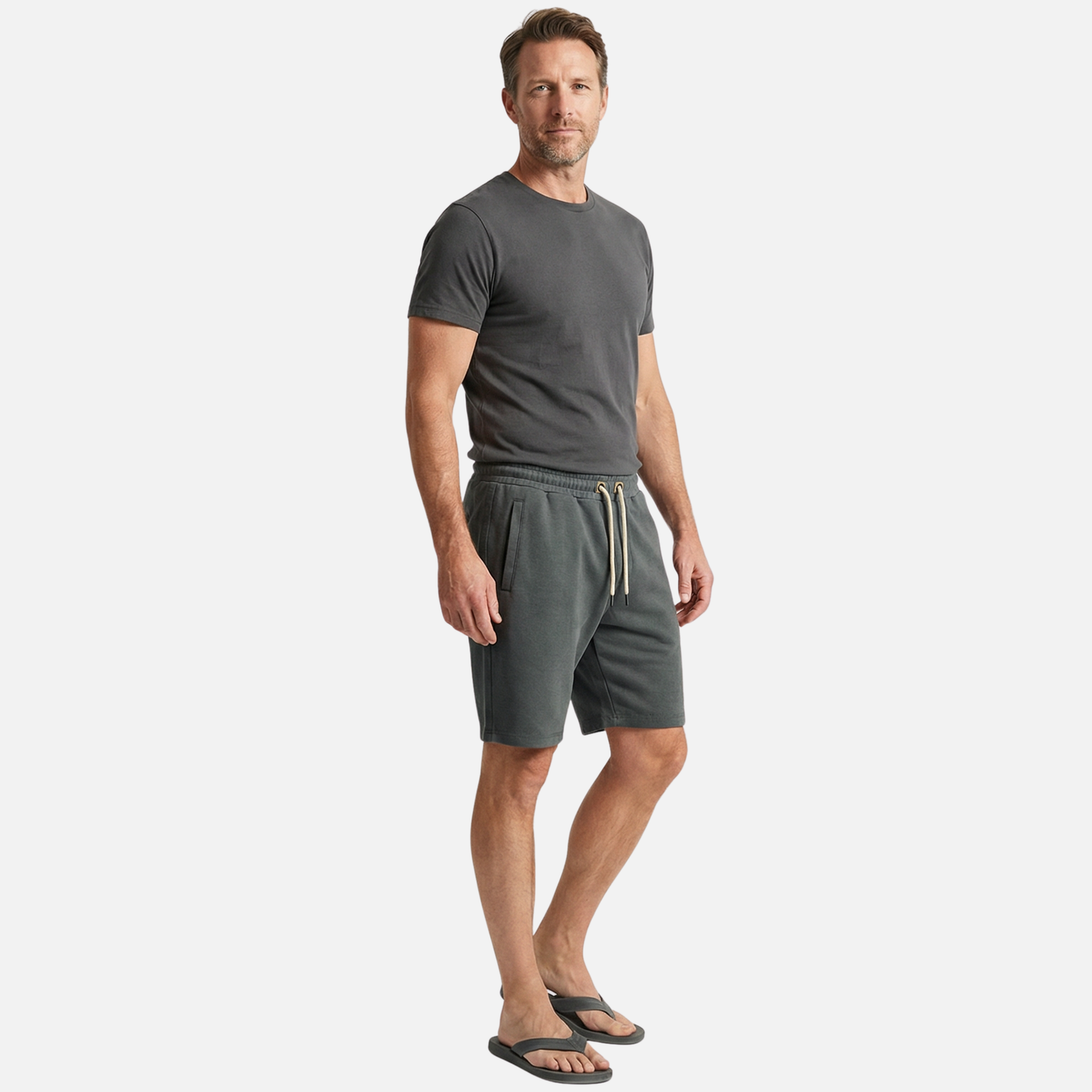 Shorts de algodón de punto – Corte relajado con cordón para hombre