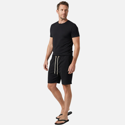 Shorts de algodón de punto – Corte relajado con cordón para hombre