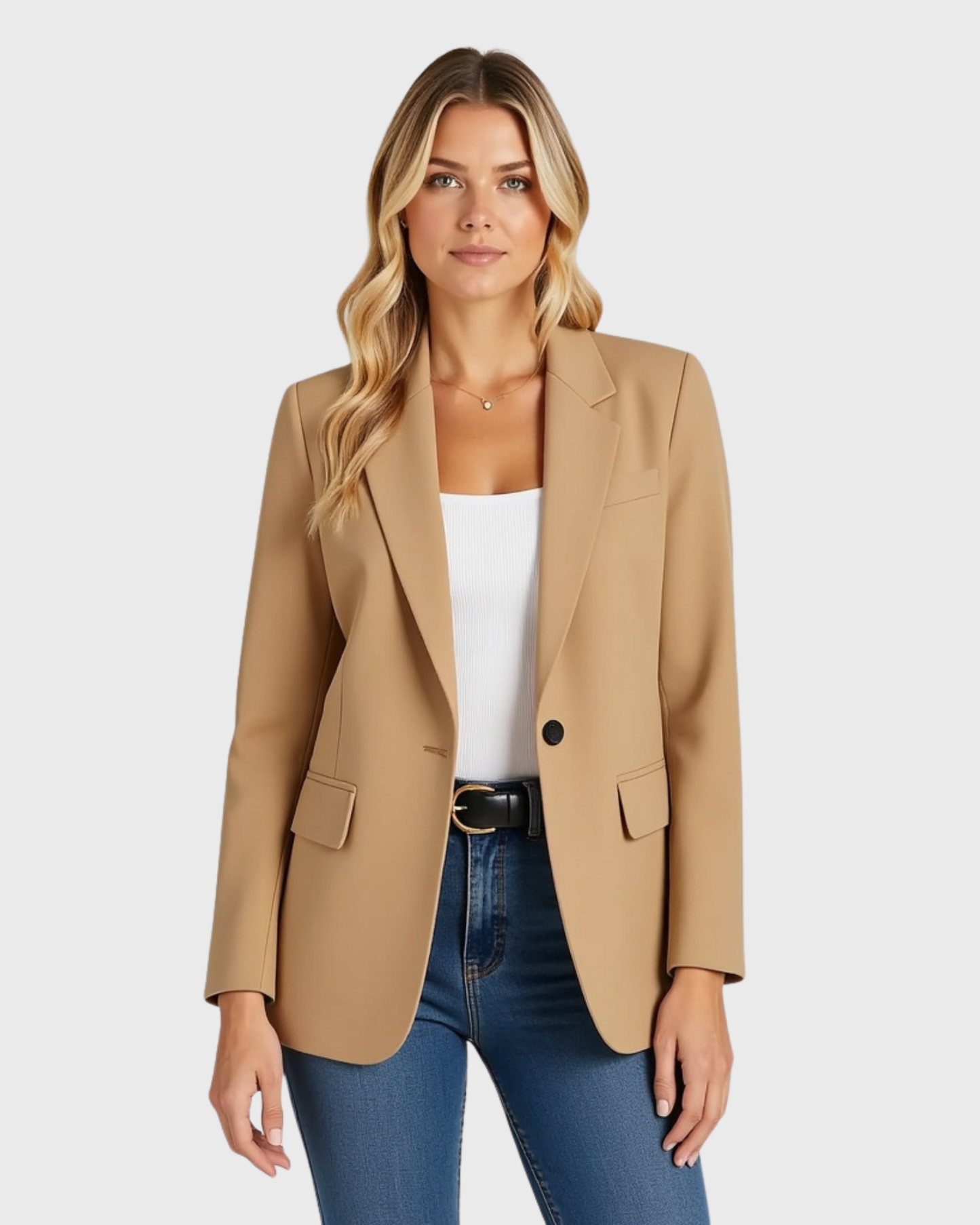 Blazer entallado con silueta estrecha – Chaqueta clásica de oficina para mujer