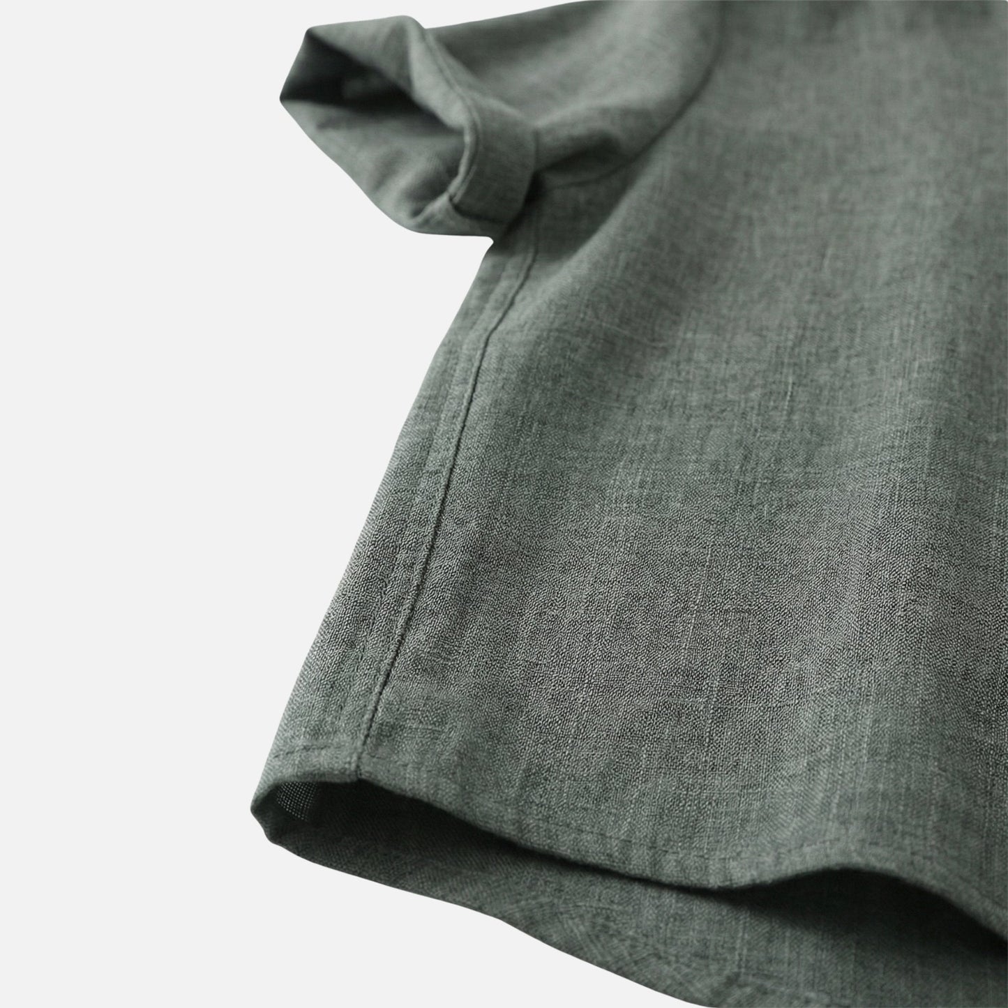 Camisa de mezcla de algodón para verano con cuello alto para hombre