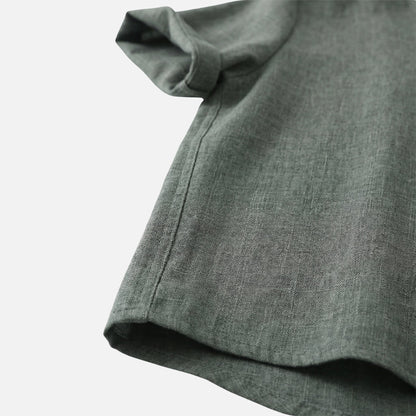 Camisa de mezcla de algodón para verano con cuello alto para hombre