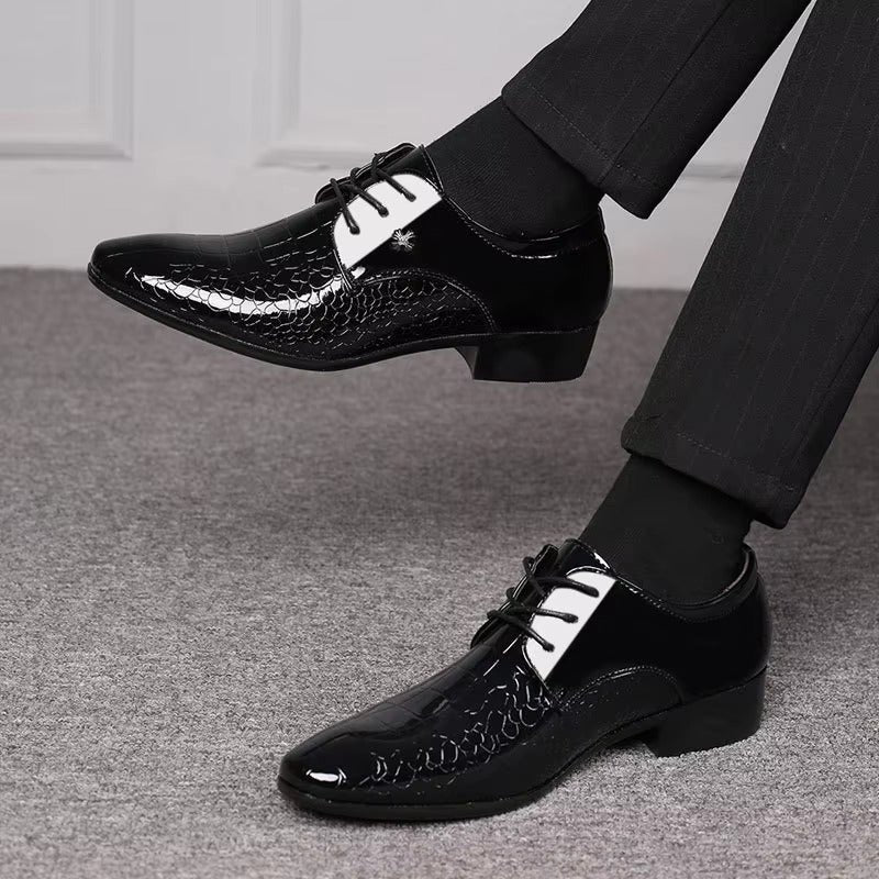 Zapato de cuero estructurado para negocios con puntera puntiaguda para hombre