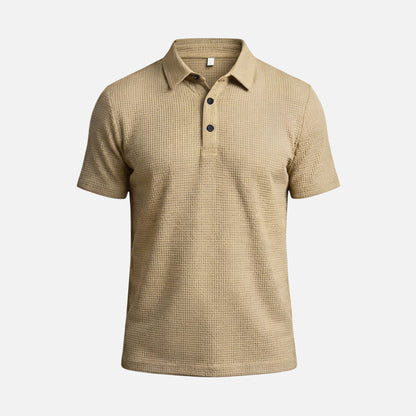 Polo estructurado con patrón de gofre para hombre