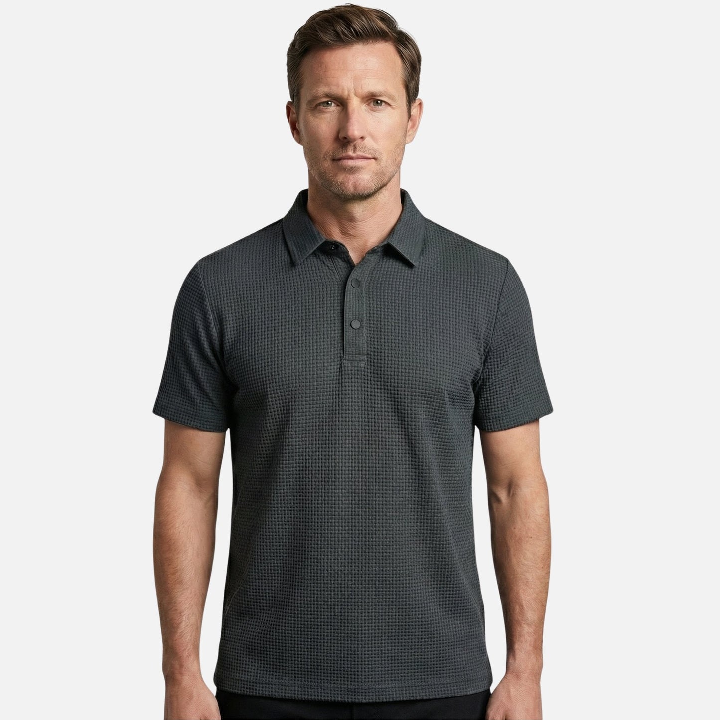 Polo estructurado con patrón de gofre para hombre