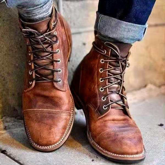 Botines vintage de cuero resistente para hombre