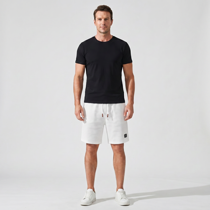Pantalones cortos de punto waffle de verano con cordón para hombre