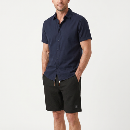 Pantalones cortos de punto waffle de verano con cordón para hombre