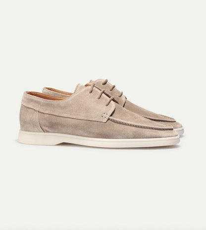 Mocasines de ante con cordones y detalles de costuras para hombre