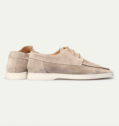 Mocasines de ante con cordones y detalles de costuras para hombre