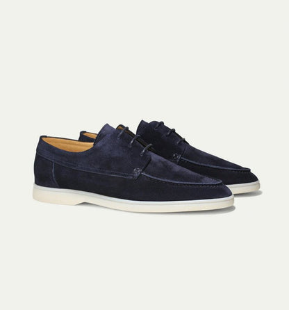 Mocasines de ante con cordones y detalles de costuras para hombre