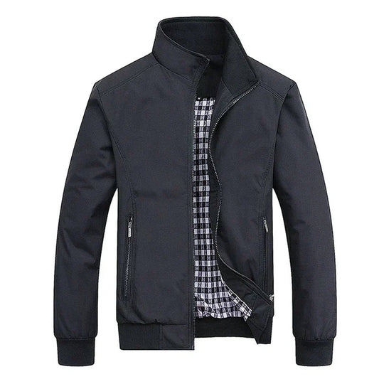 Chaqueta de poliéster cortaviento con cuello alto para hombre